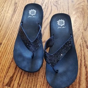 Black Sparkly YellowBox Sandals